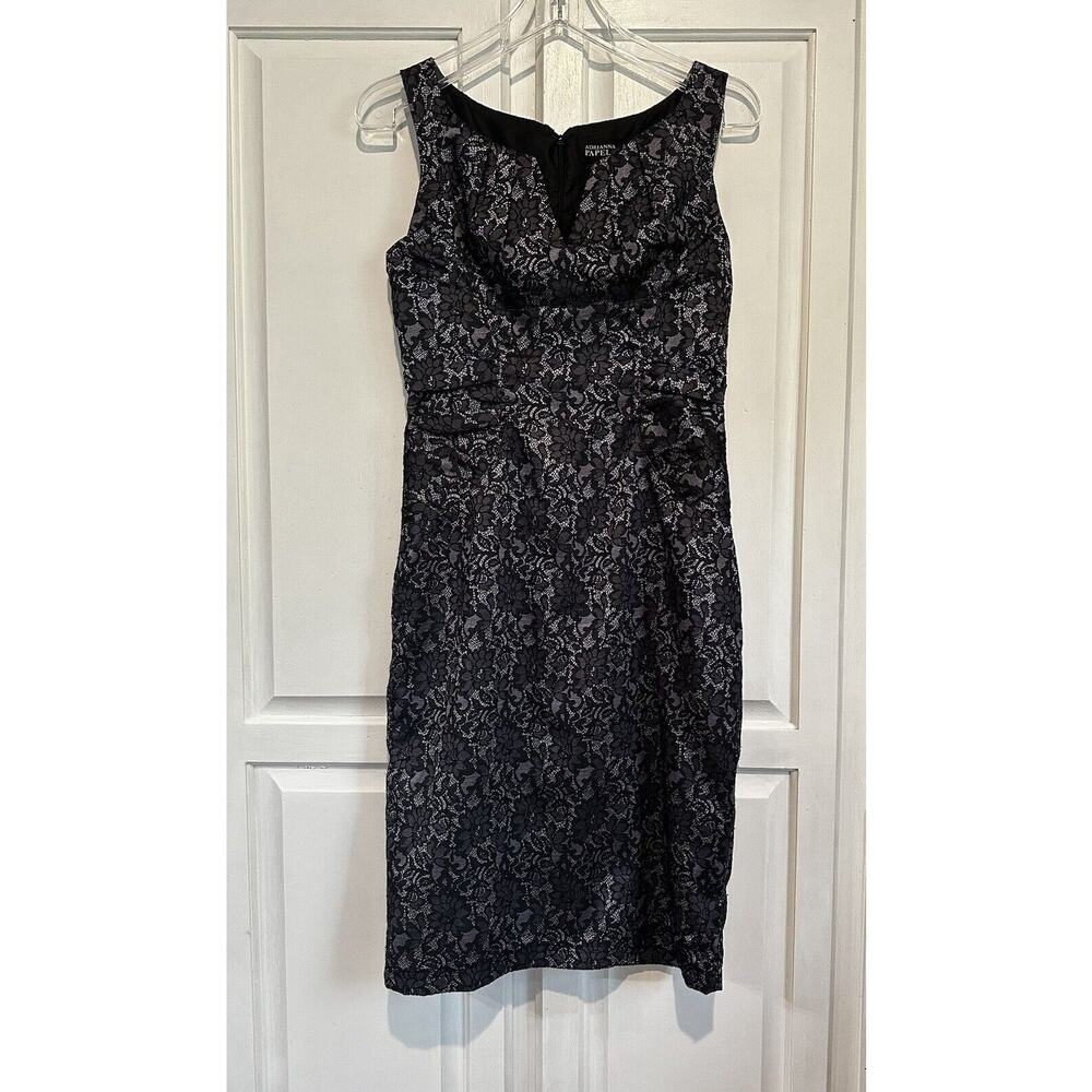 Adrianna Papell Floral Lace Sheath Dress Size 4 Lined Sleeveless Church Wedding